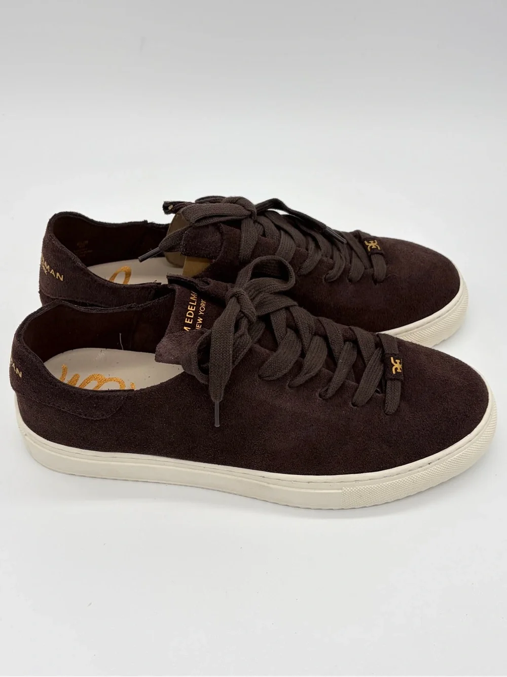 Sam Edelman Men's Dark Brown Suede Low-Top Sneakers